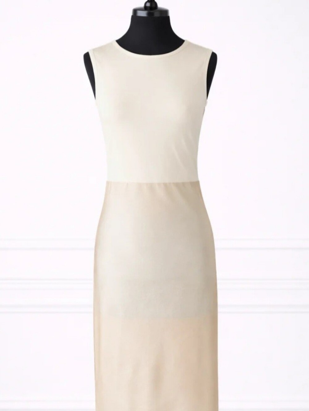 Meng Fei Lu Sleeveless Cream Tone Midi Sheath Dress Size Medium NWT